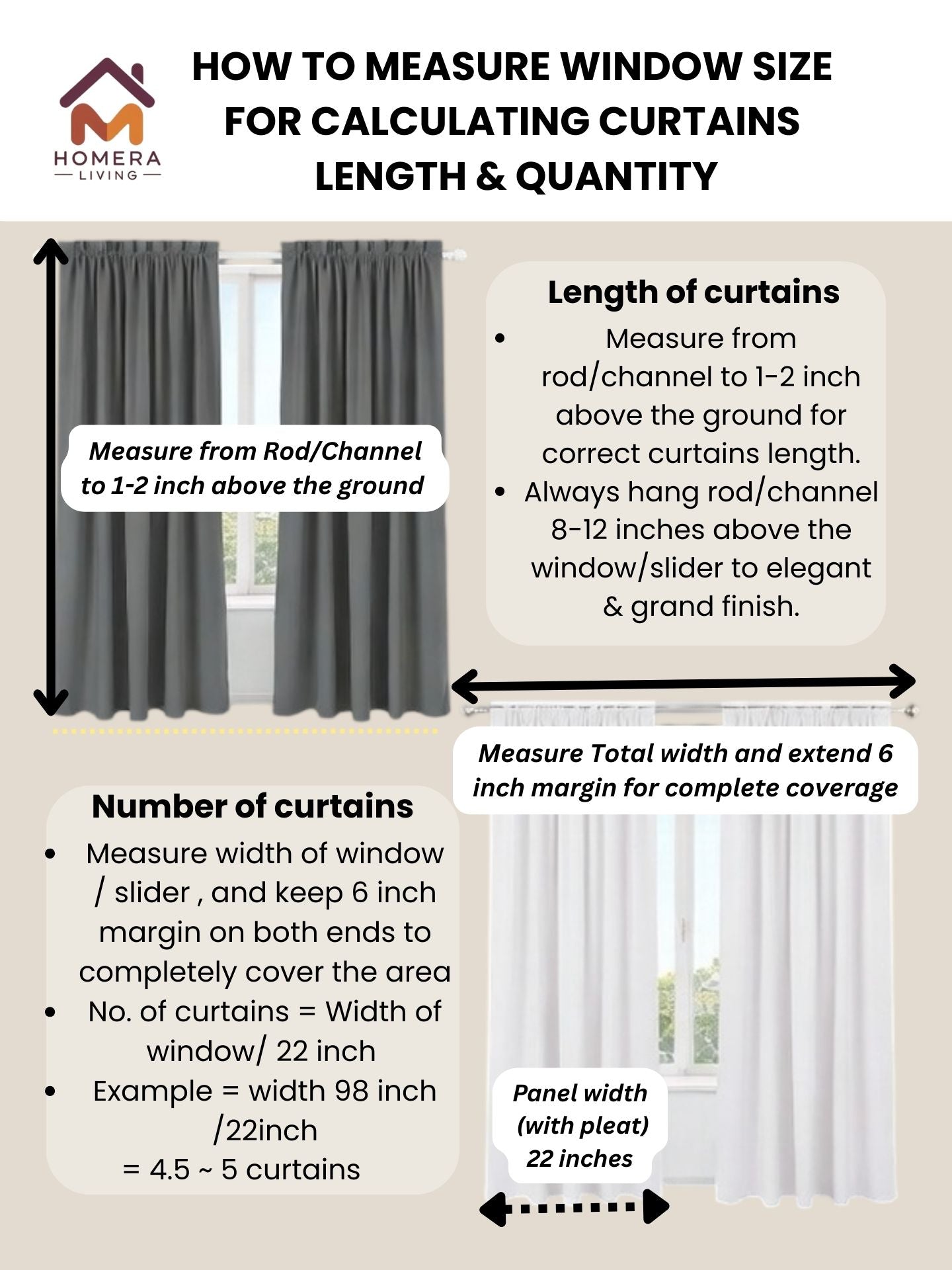 Lumière Collection German Plain Knit Curtains - {  Beige )