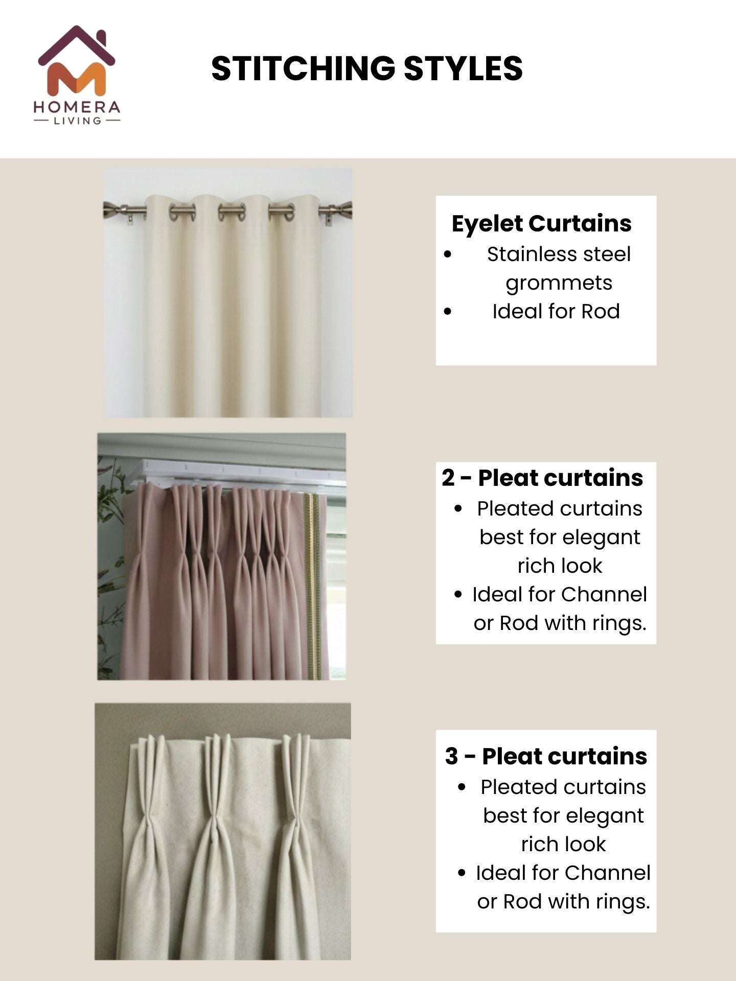 Lumière Collection German Plain Knit Curtains - {  Beige )