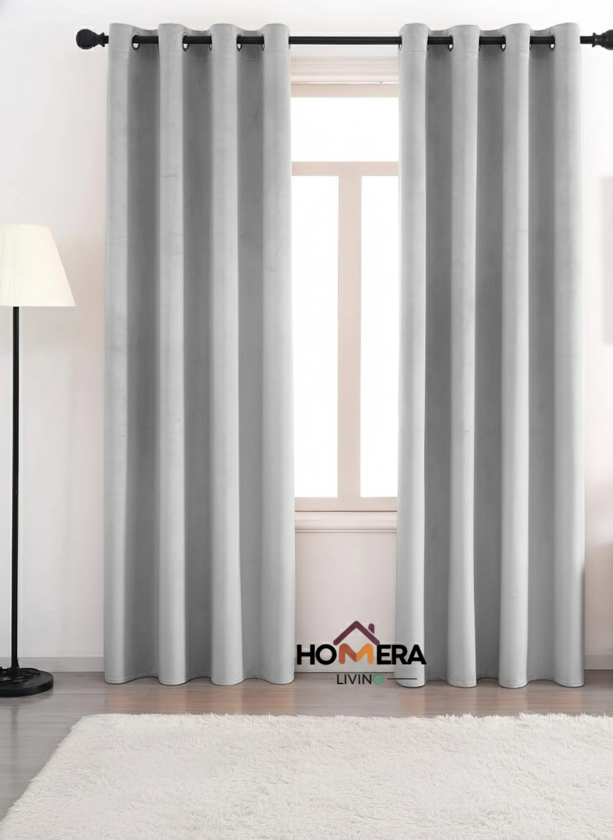 Velora Collection — Premium Heavy-Drape Window Curtains (Grey)