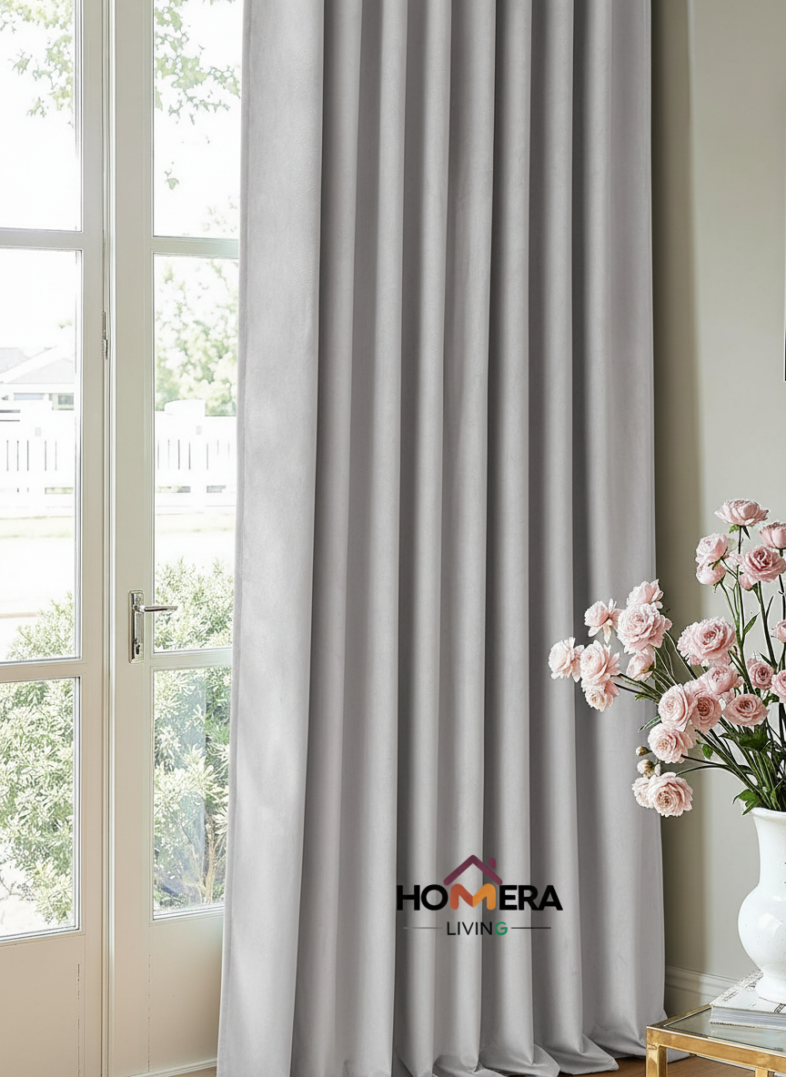 Velora Collection — Premium Heavy-Drape Window Curtains (Grey)