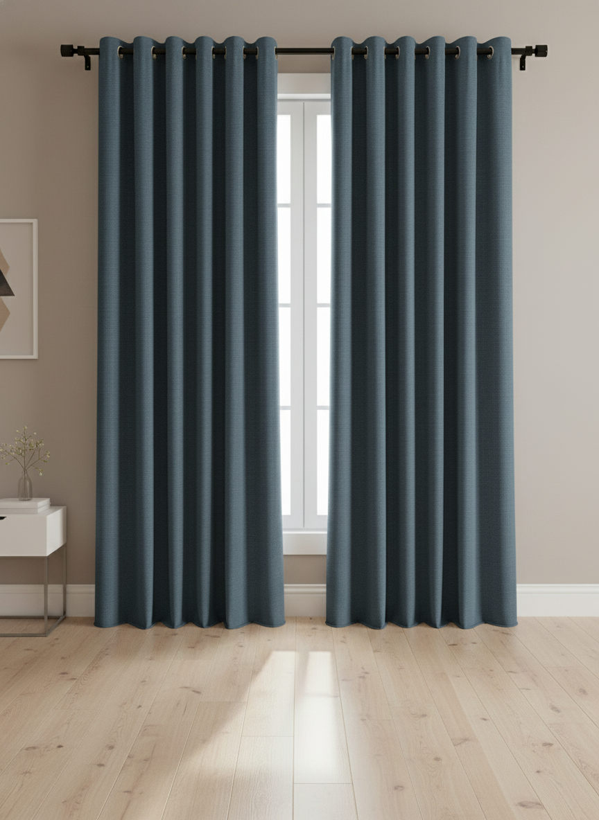 LumiShade Collection Plain Curtains - {dark grey-blue )