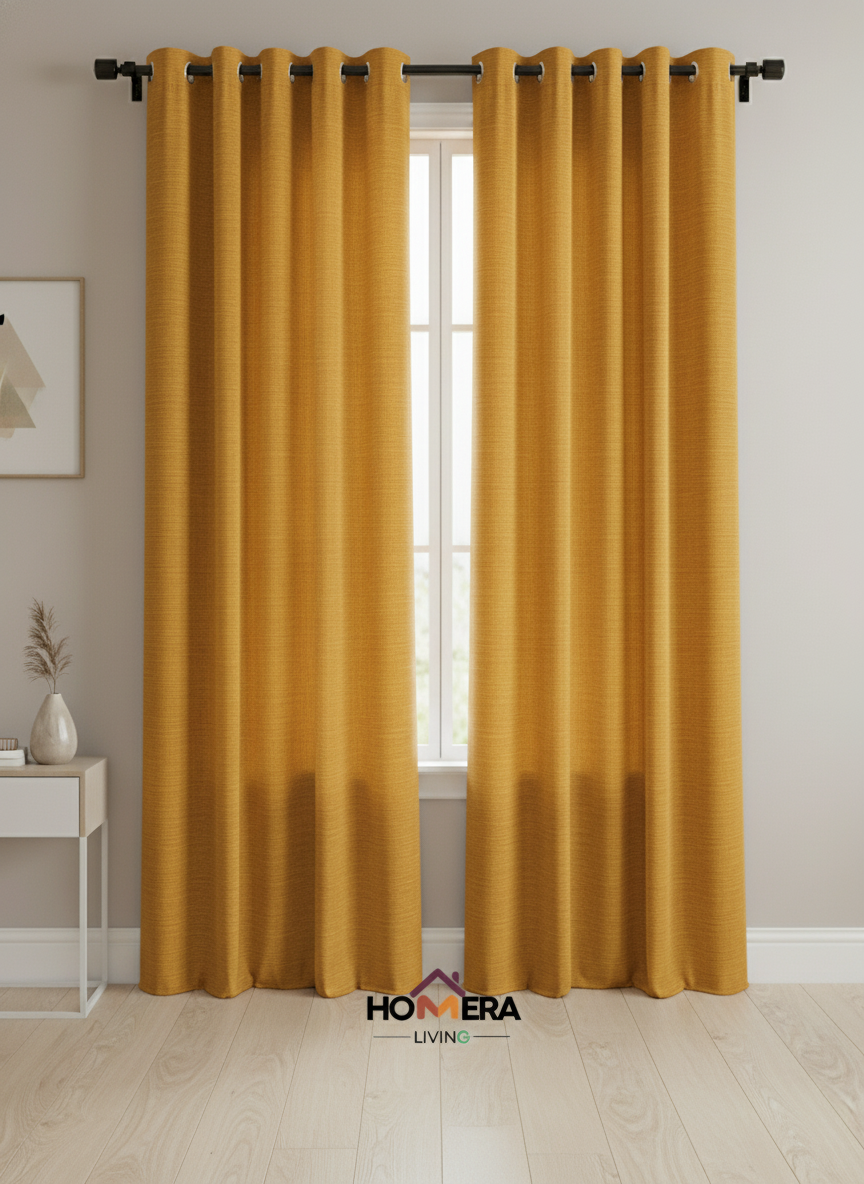 Lumière Collection German Plain Knit Curtains - {Palace orange)