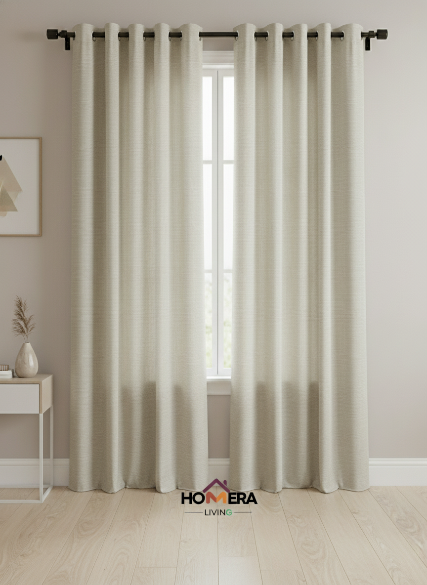 Lumière Collection German Plain Knit Curtains - {  Taupe Grey}