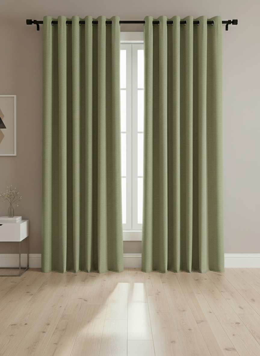 LumiShade Collection Plain Curtains -  (avocado green)