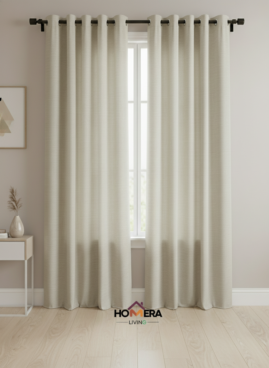 Lumière Collection German Plain Knit Curtains - {dusty brown)