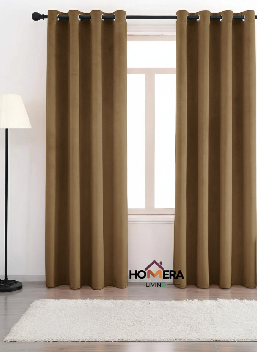 Velora Collection — Premium Heavy-Drape Window Curtains (Pastel brown)