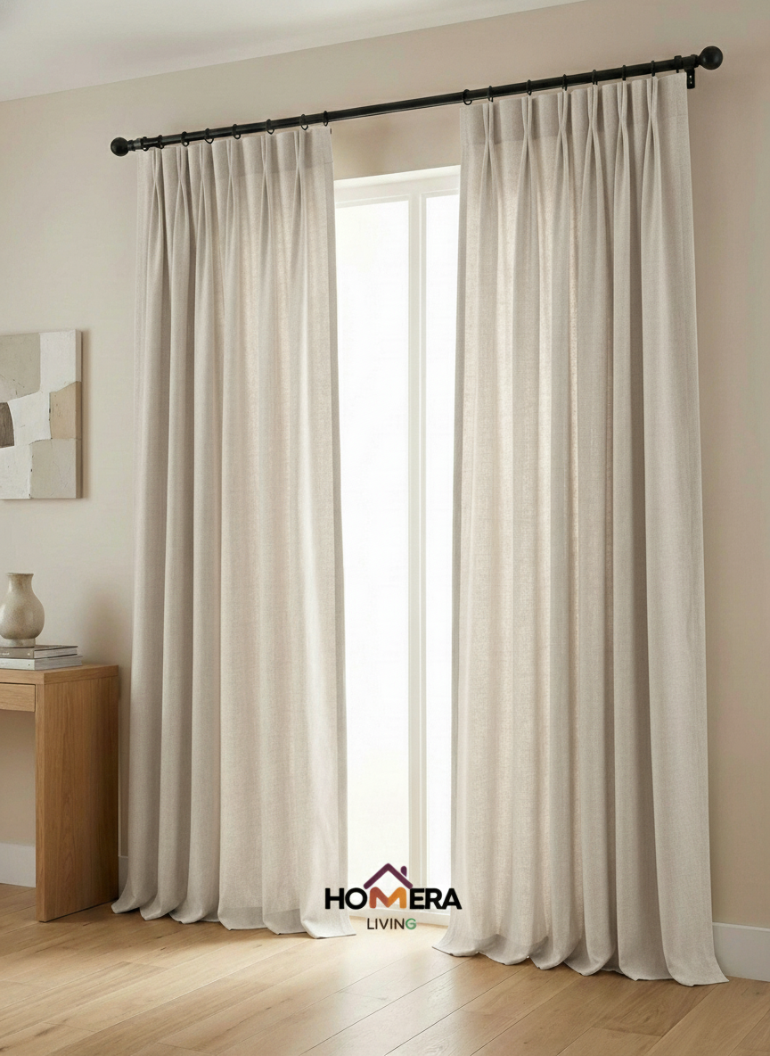 Lumière Collection German Plain Knit Curtains - {dusty brown)