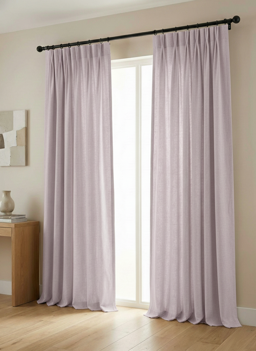 Lumière Collection German Plain Knit Curtains - {Pink haze)