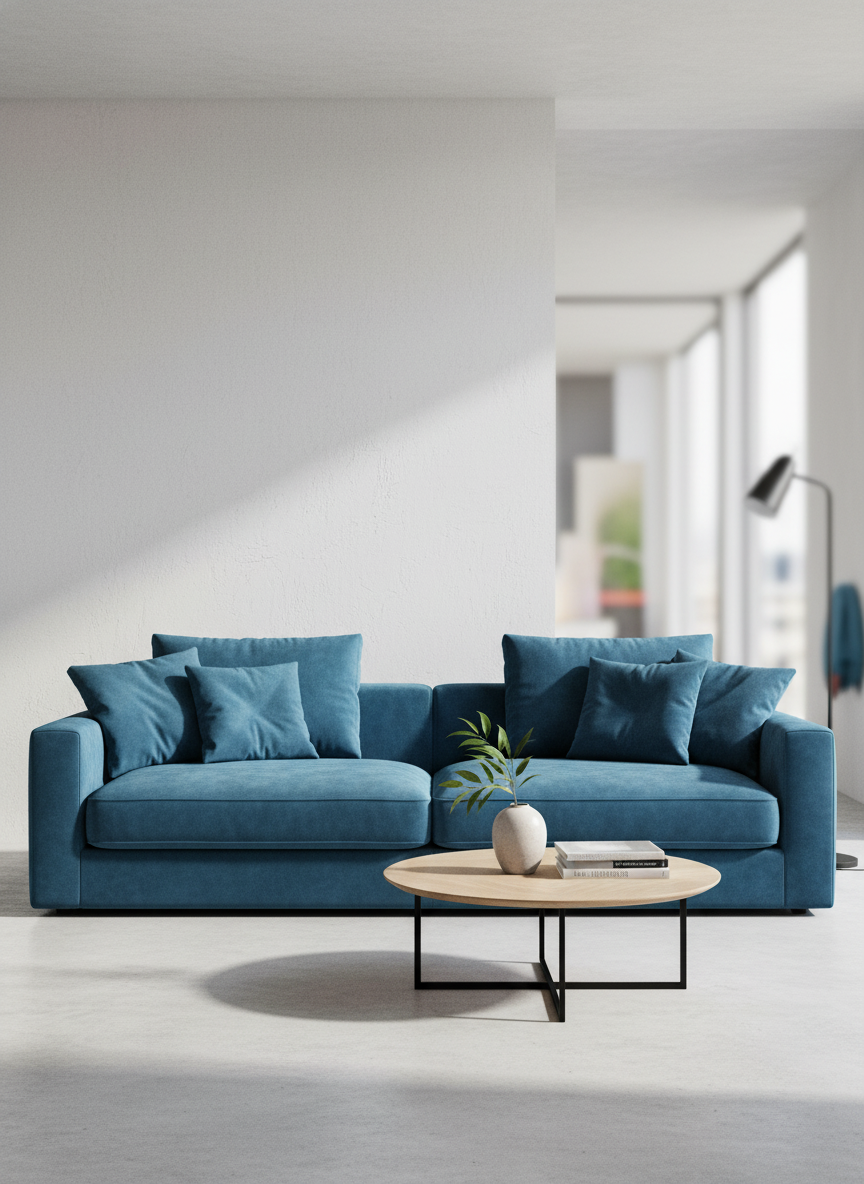 Italian velvet upholstery fabric ( Autumn Blue)