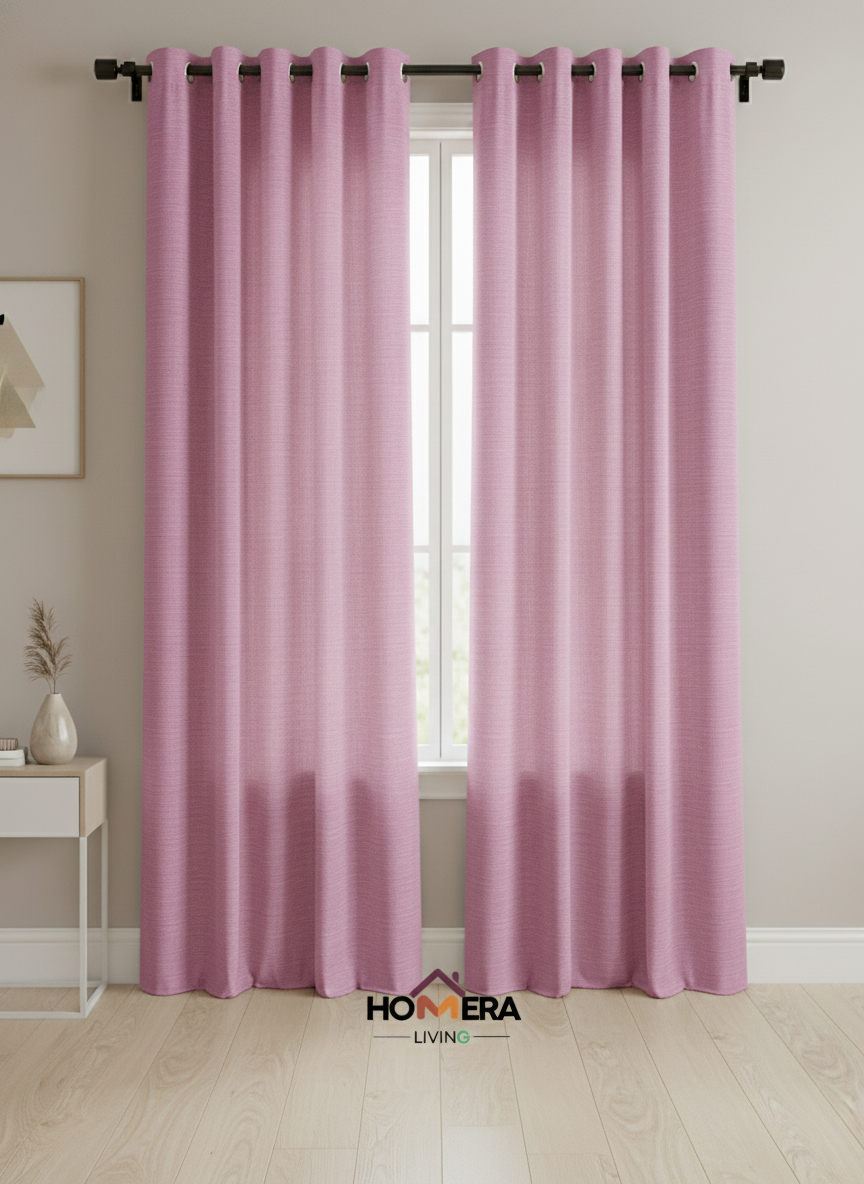 Lumière Collection German Plain Knit Curtains - {Super pink)
