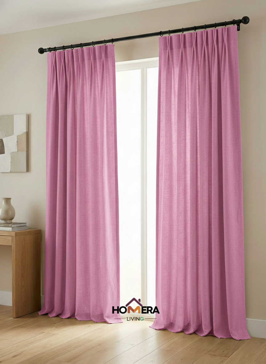 Lumière Collection German Plain Knit Curtains - {Super pink)