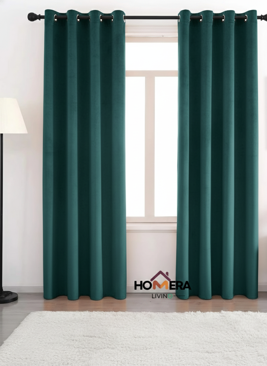Velora Collection — Premium Heavy-Drape Window Curtains (Emerald green)