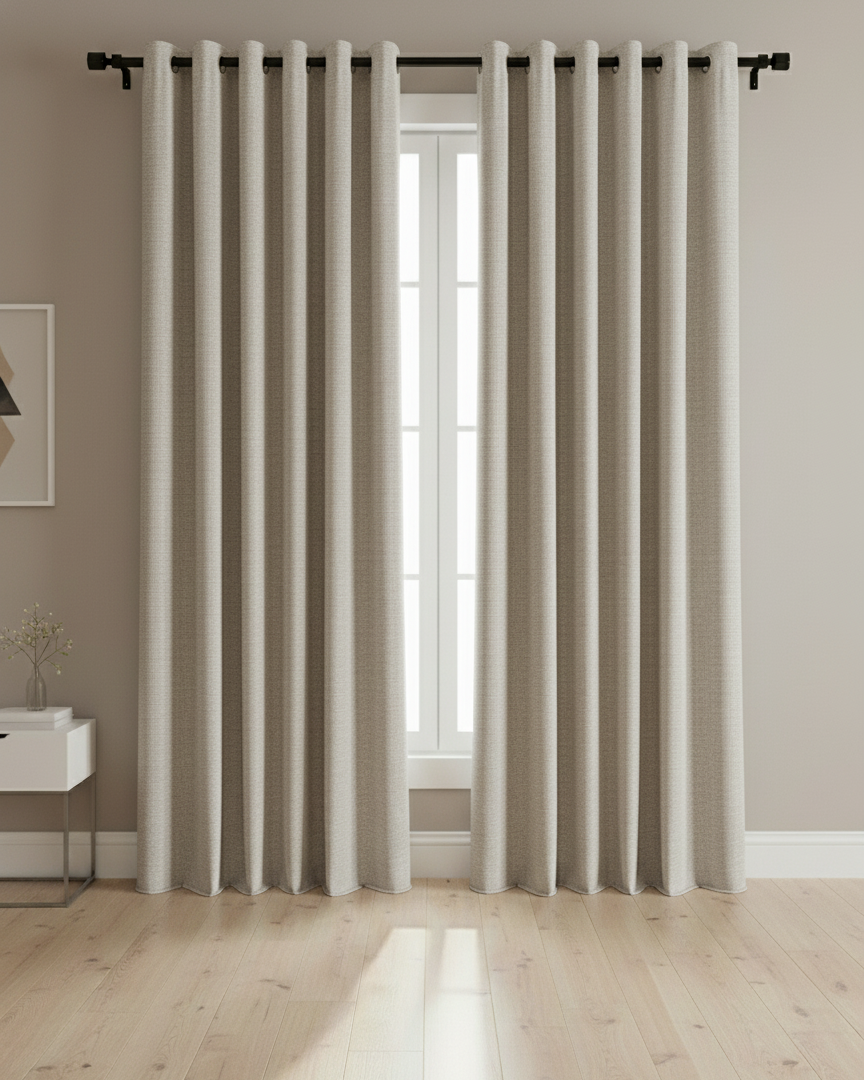 LumiShade Collection Plain Curtains - {Beige)