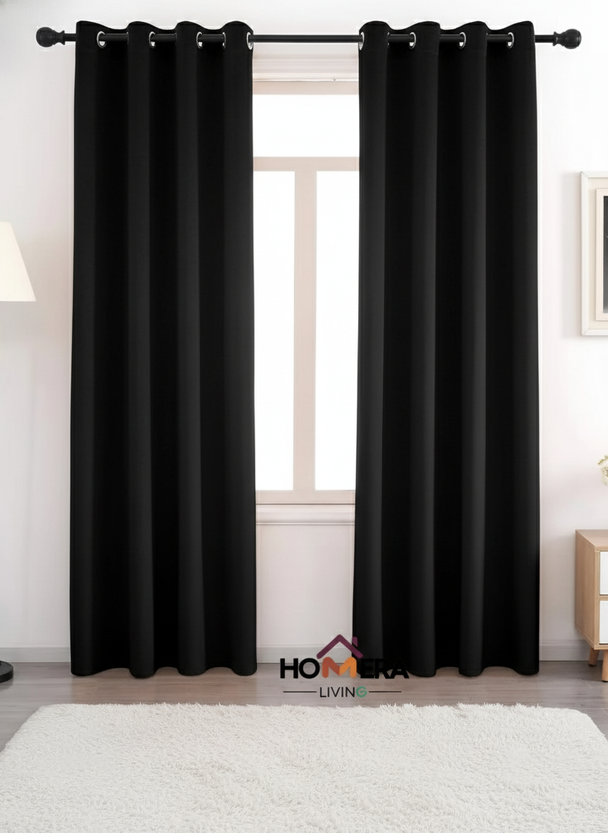 Velora Collection — Premium Heavy-Drape Window Curtains (Black)