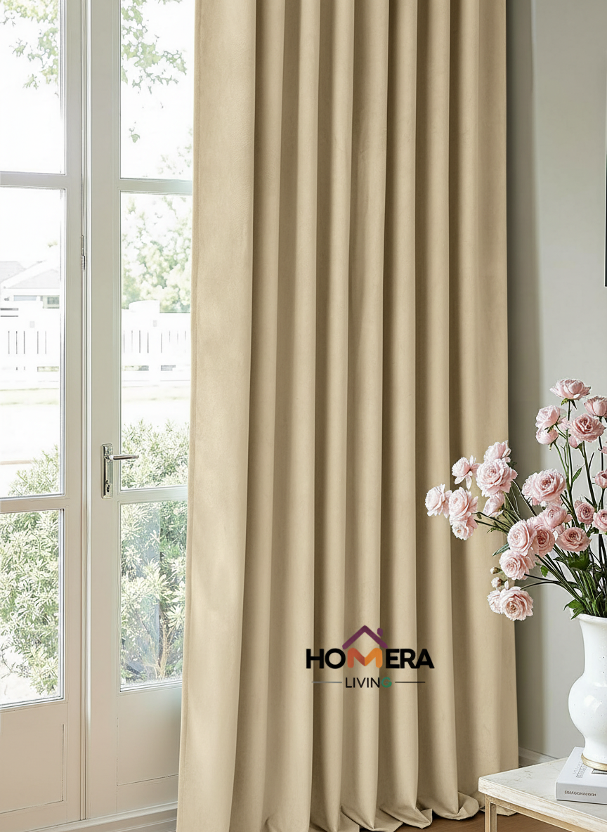 Velora Collection — Premium Heavy-Drape Window Curtains (Beige)