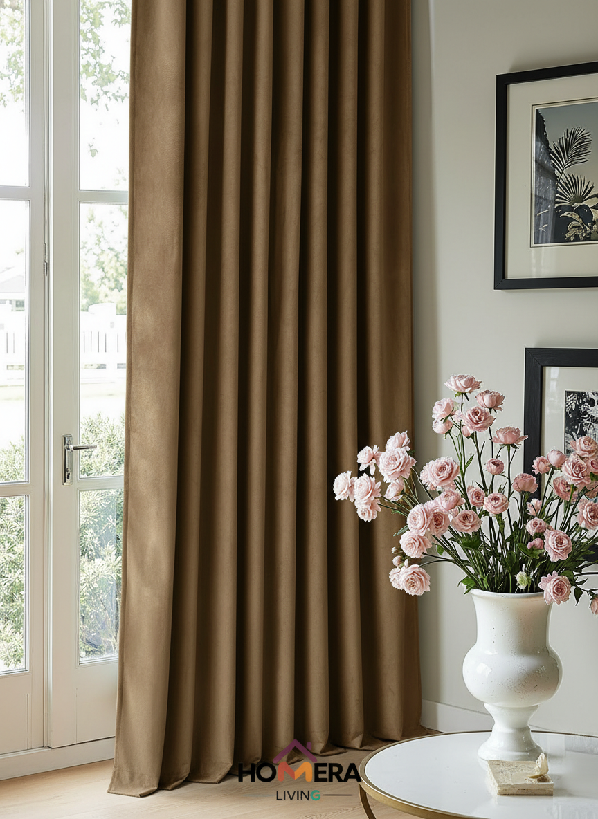 Velora Collection — Premium Heavy-Drape Window Curtains (Pastel brown)