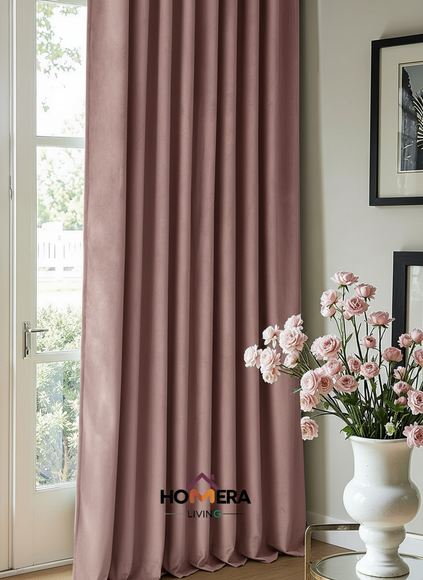 Velora Collection — Premium Heavy-Drape Window Curtains (Rose pink)