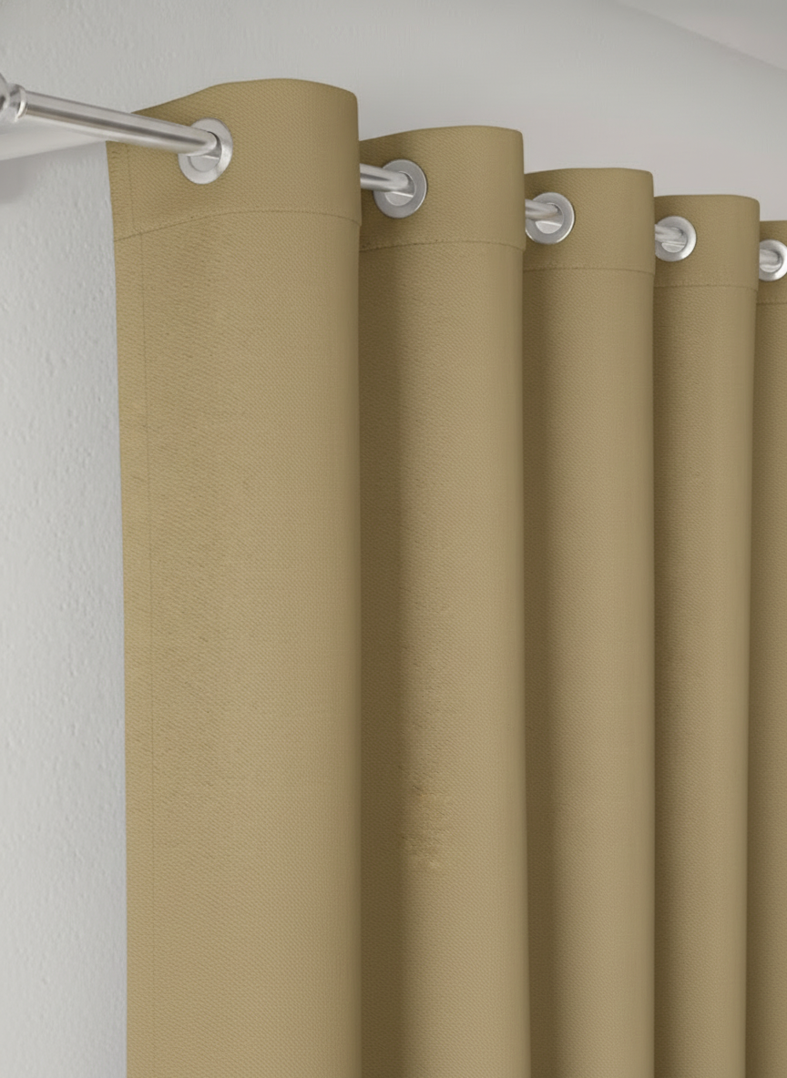 LumiShade Collection Plain Curtains - {Mustard Beige)