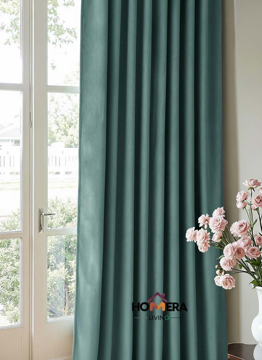 Velora Collection — Premium Heavy-Drape Window Curtains (Turquoise)