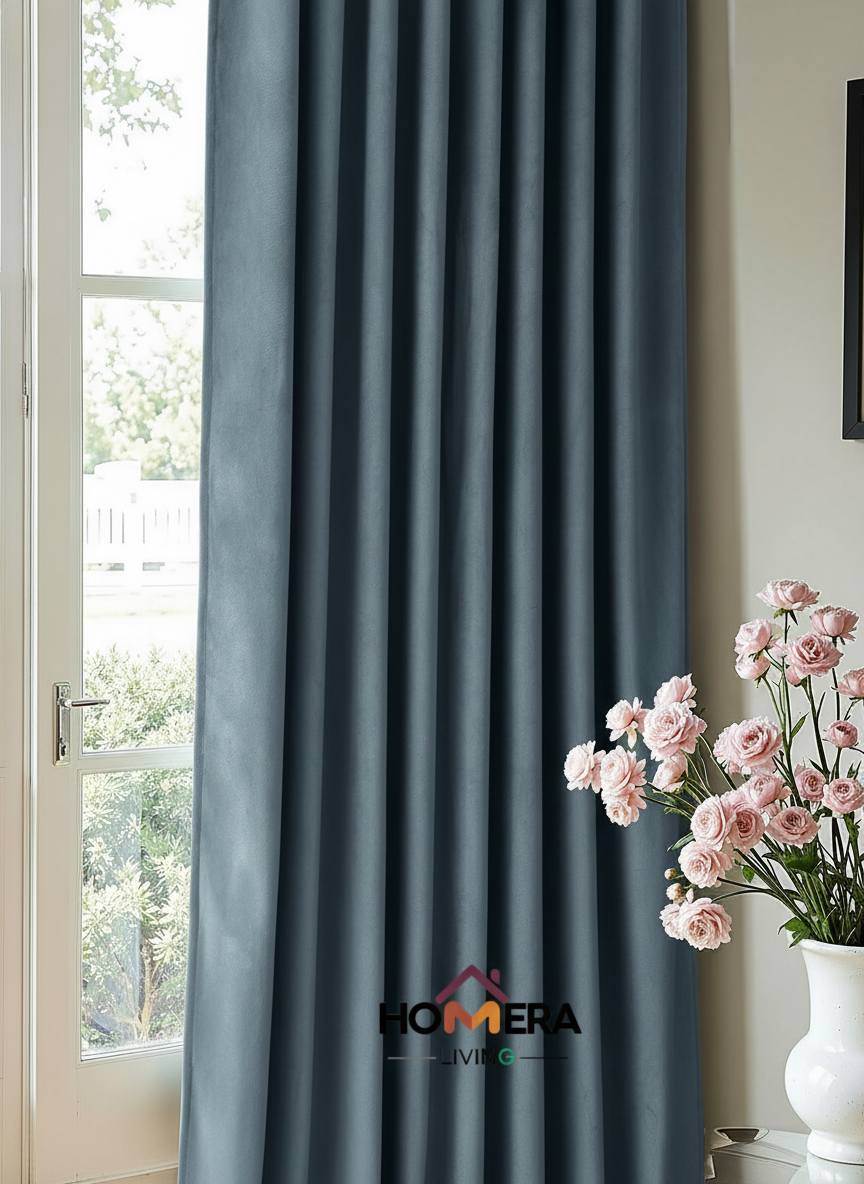 Velora Collection — Premium Heavy-Drape Window Curtains (Blue)
