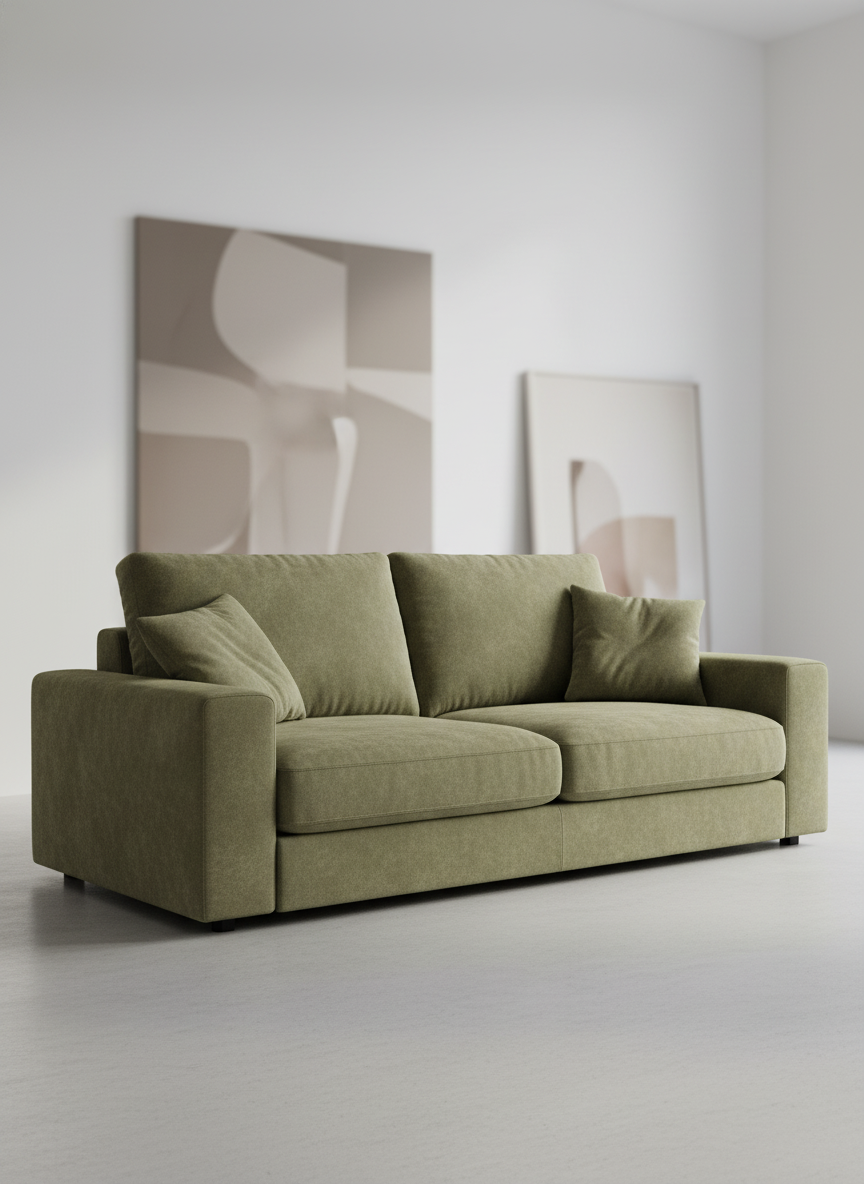 Italian velvet upholstery fabric (Avocado Drab)