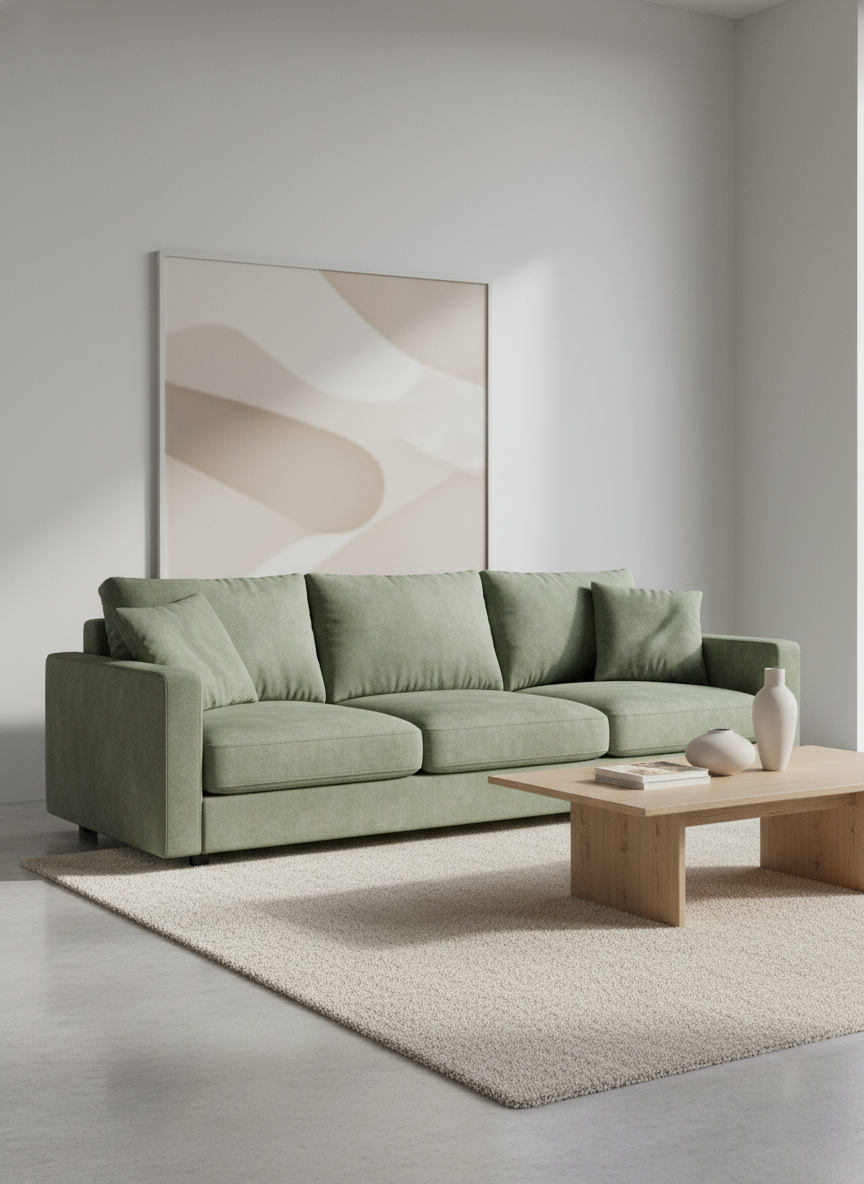 Italian velvet upholstery fabric (Flax Green)