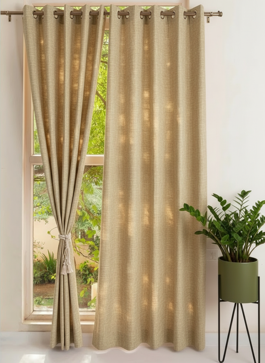 Lunara Collection — Premium Heavy-Drape Window Curtains (Khadi beige)